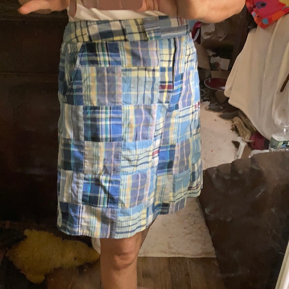 Larry Levine blue madras skirt. Size 4.